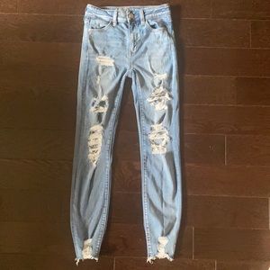 American Eagle Outfiters Super Stretch Hi-Rise Jeggings Distressed